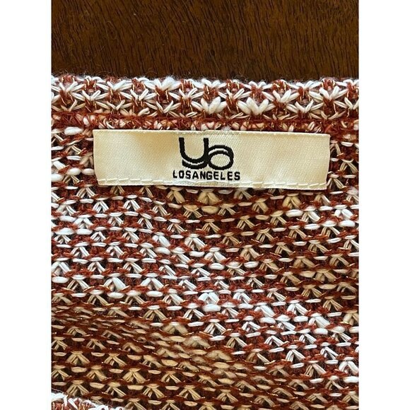 Ya Los Angeles Burgundy Knit Metallic Gold Thread And Ruffled Hem Blouse M - Picture 6 of 6